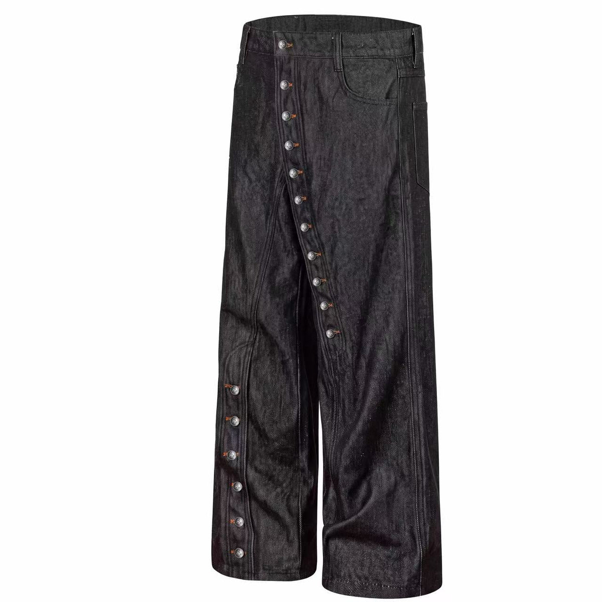 Madxmarx Asymmetric Button-Detail Baggy Jeans