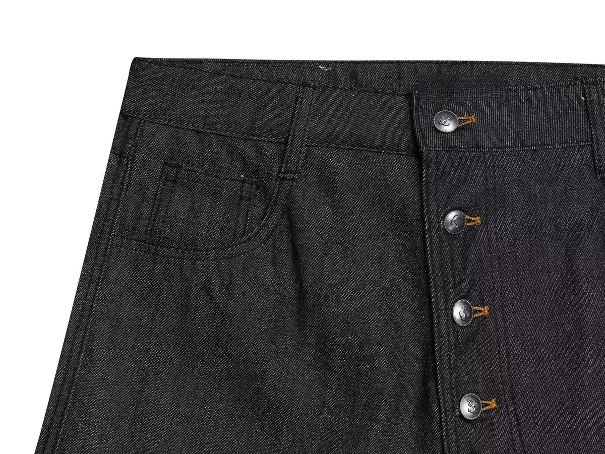 Madxmarx Asymmetric Button-Detail Baggy Jeans