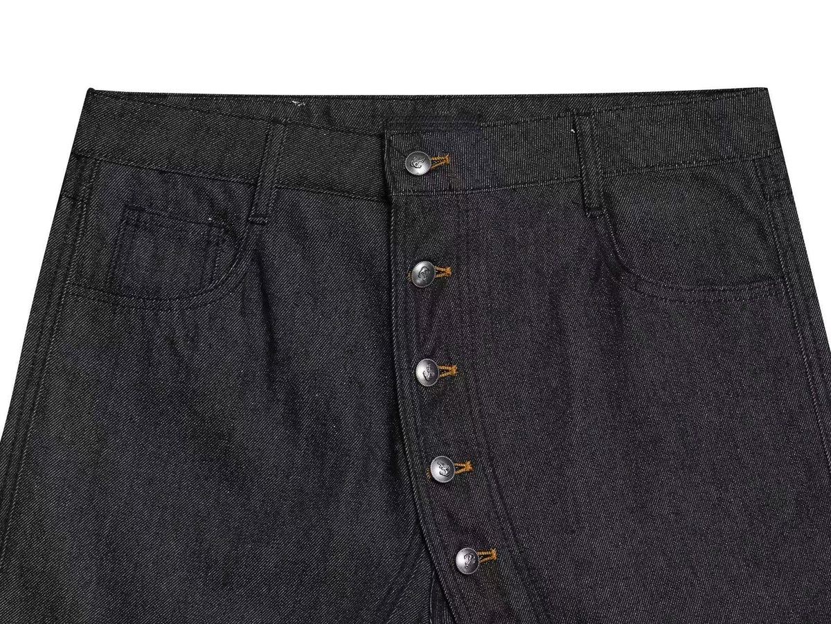 Madxmarx Asymmetric Button-Detail Baggy Jeans
