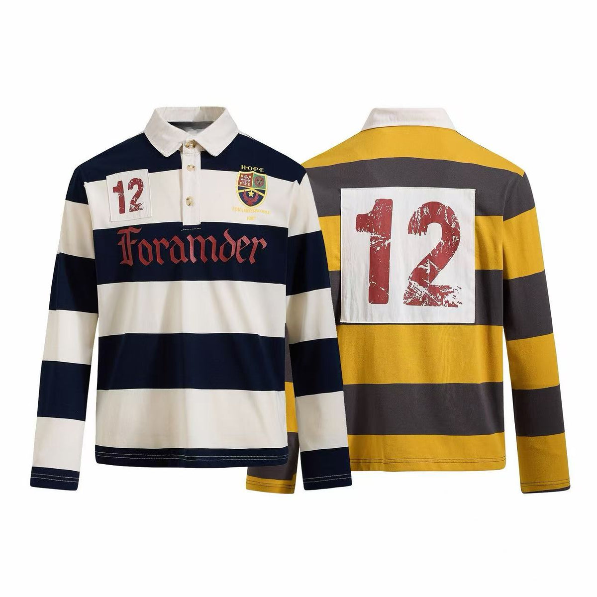 Madxmarx Varsity Stripe Graphic Rugby Long Sleeve