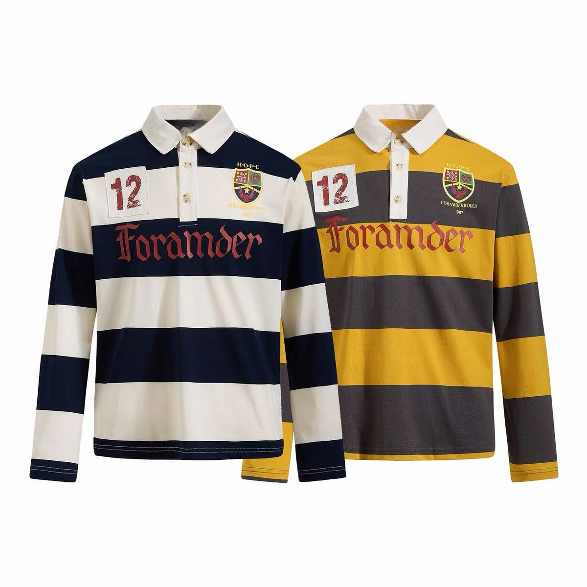 Madxmarx Varsity Stripe Graphic Rugby Long Sleeve