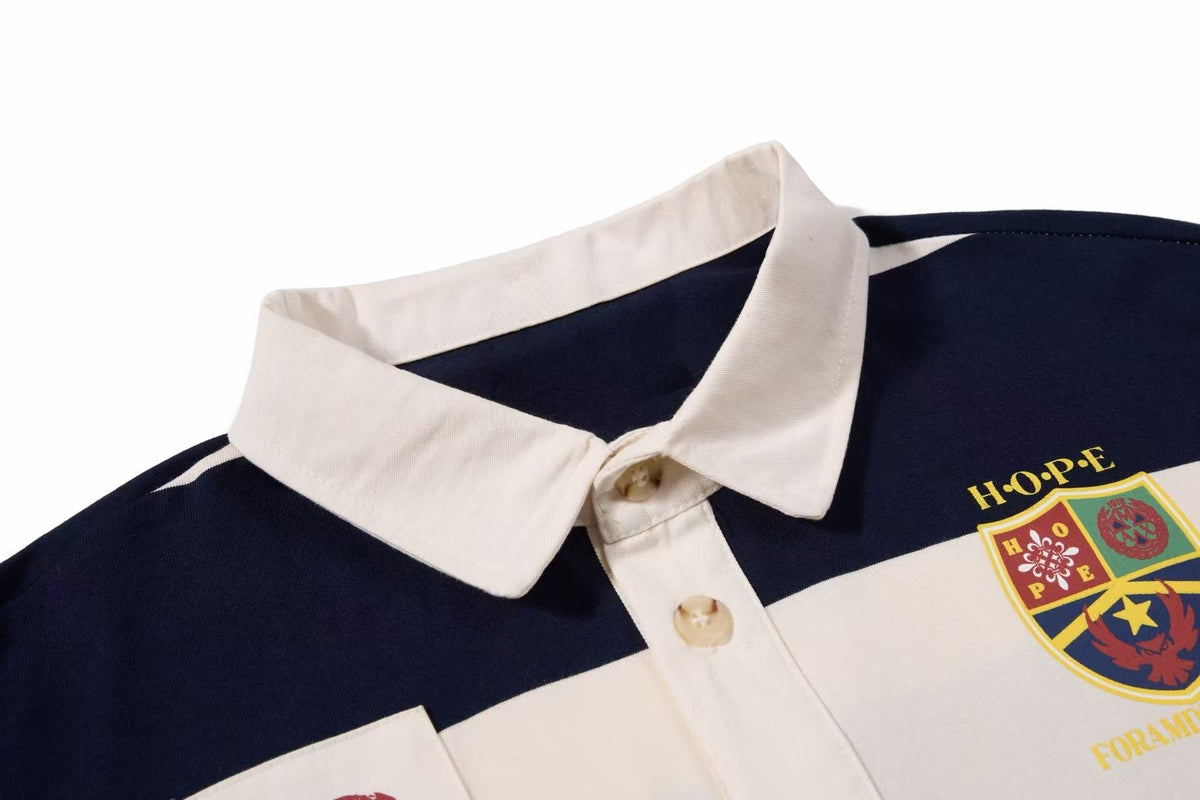 Madxmarx Varsity Stripe Graphic Rugby Long Sleeve