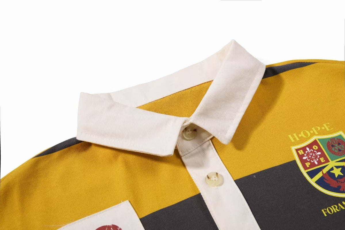 Madxmarx Varsity Stripe Graphic Rugby Long Sleeve