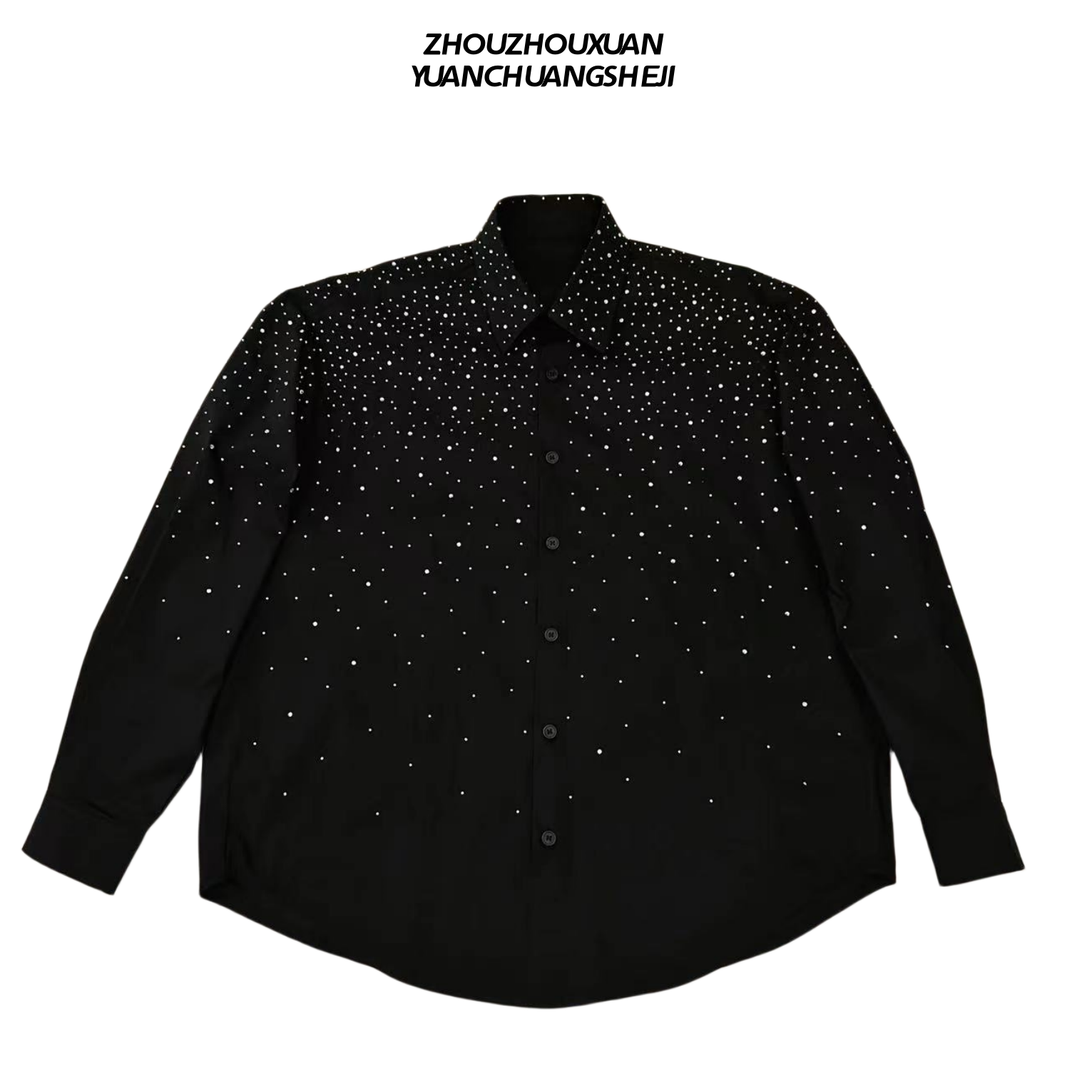Rhinestone Star Detachable Shoulder-Pad Long Sleeve Shirt