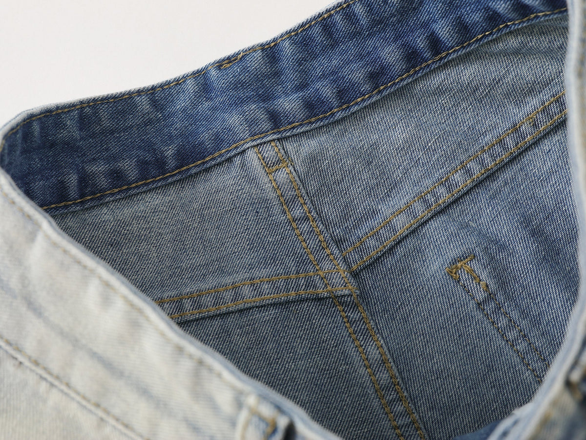 Madxmarx Handbemalte weite Jeans mit Grafik-Print