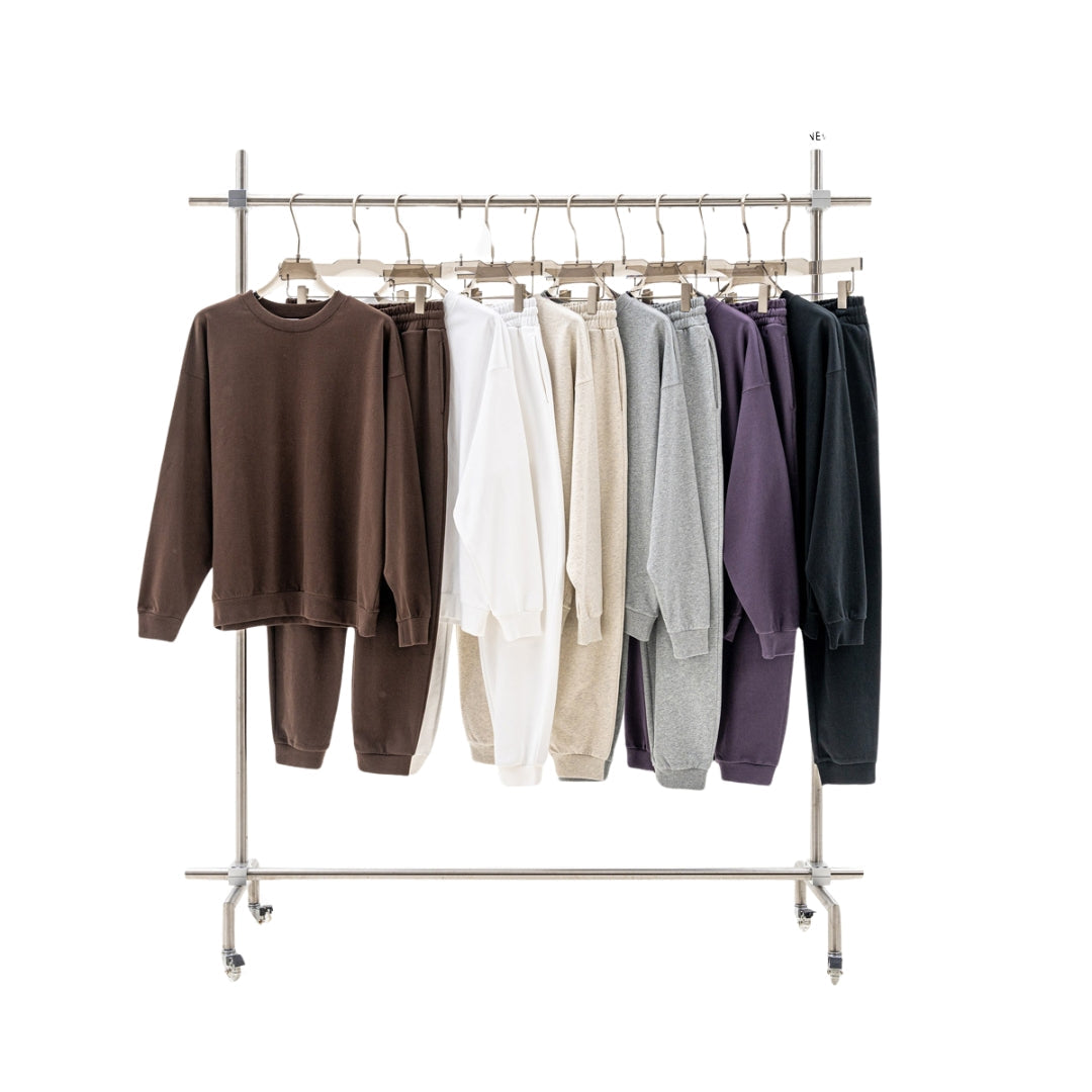 Oversize Heavyweight Pullover Hoodie & Zipper Hoodie & Sweatshirt & Pants Setup