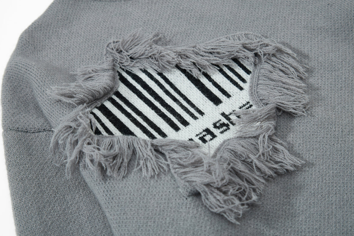 Madxmarx Fringe Patch Knit Sweater