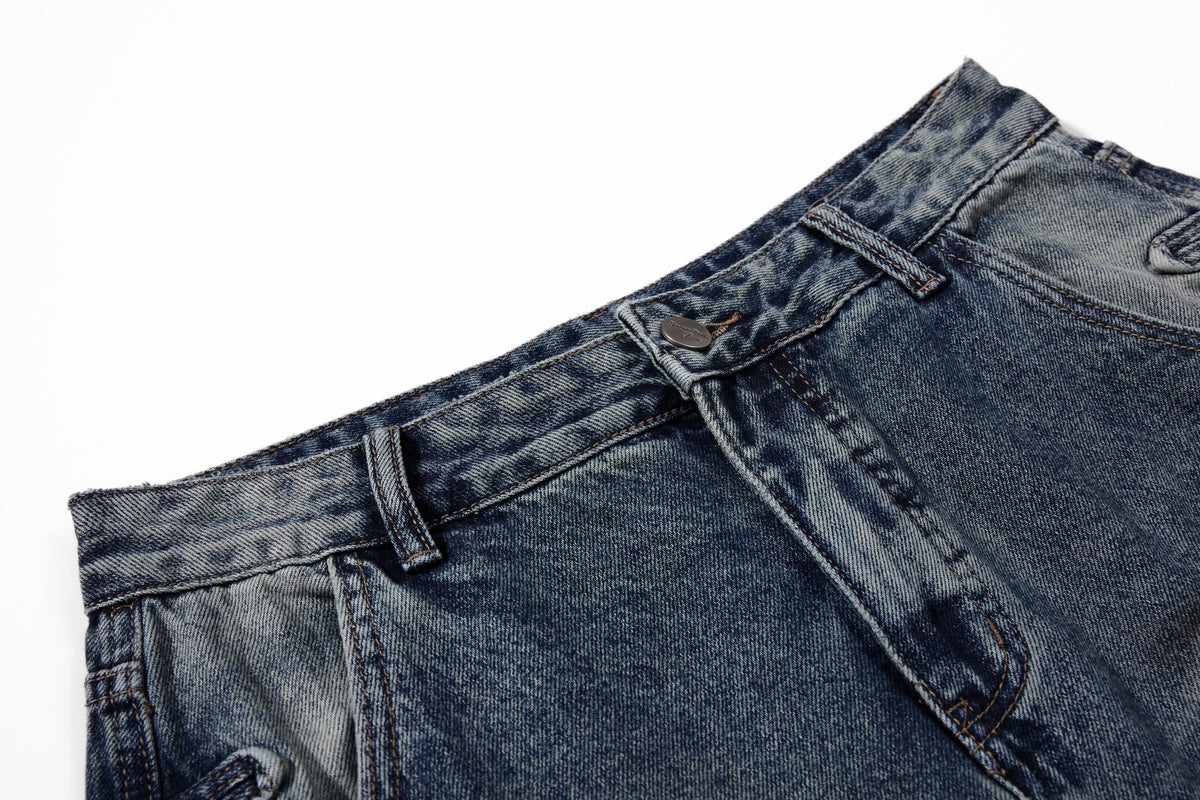 Madxmarx Washed Button-Detail Baggy Jeans