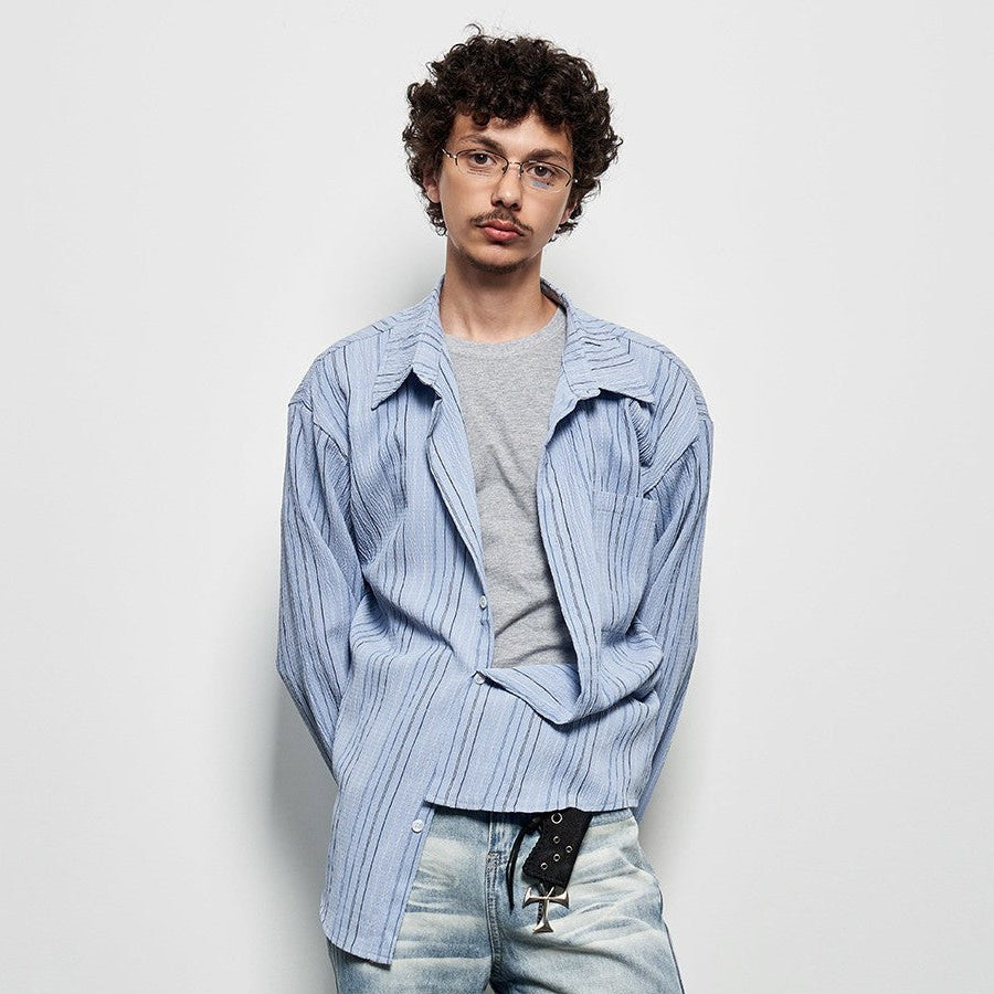 Camicia a maniche lunghe oversize a righe