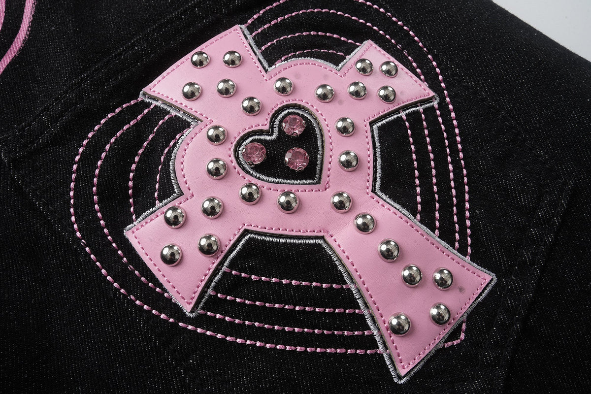 Jeans de pierna ancha con gráfico de bolsillo cruzado Madxmarx