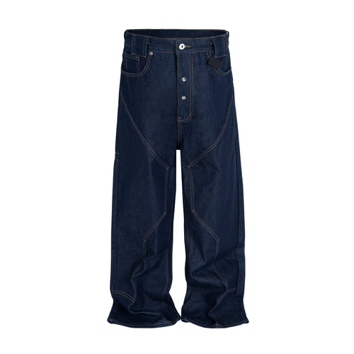 Jeans de mezclilla cruda con corte curvo Madxmarx - M / Azul