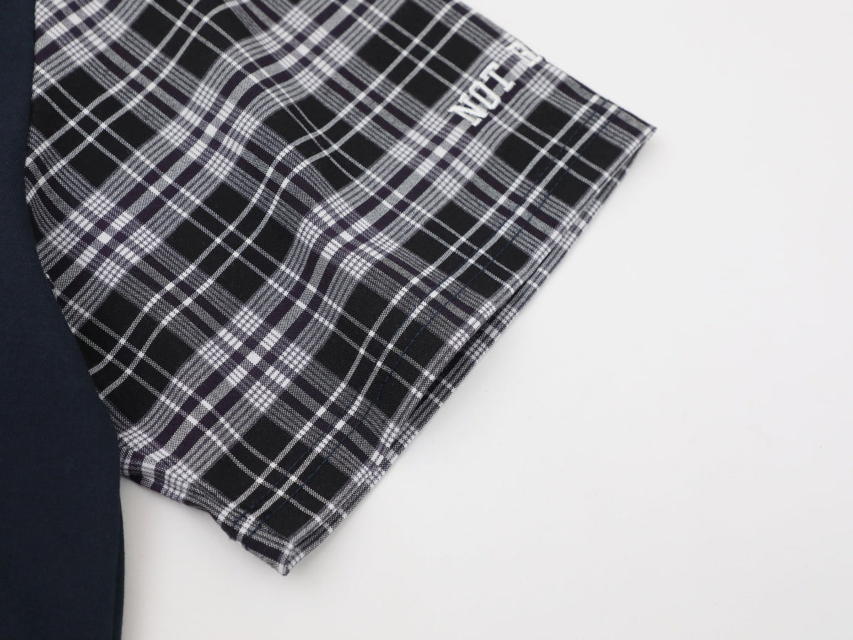 Madxmarx Plaid Sleeve Polo Shirt