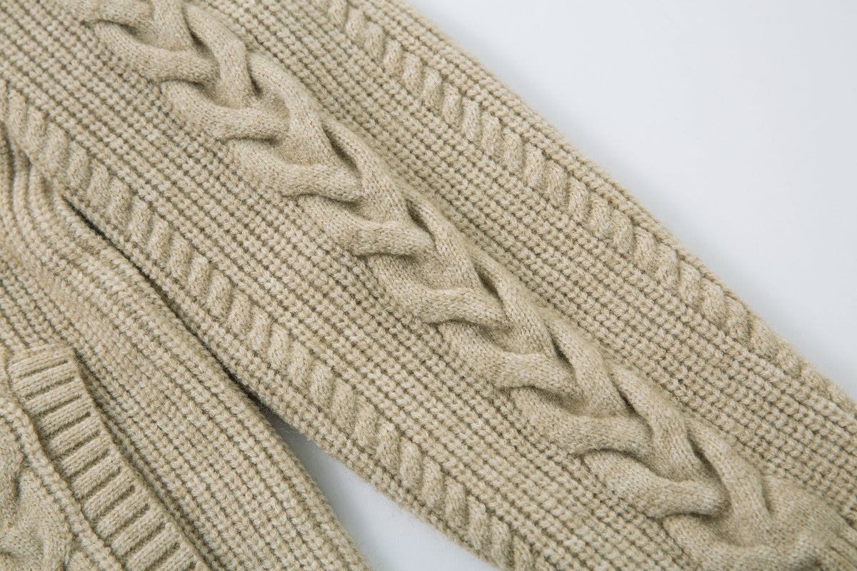 Madxmarx Cable Knit Zip-Up Sweater Jacket