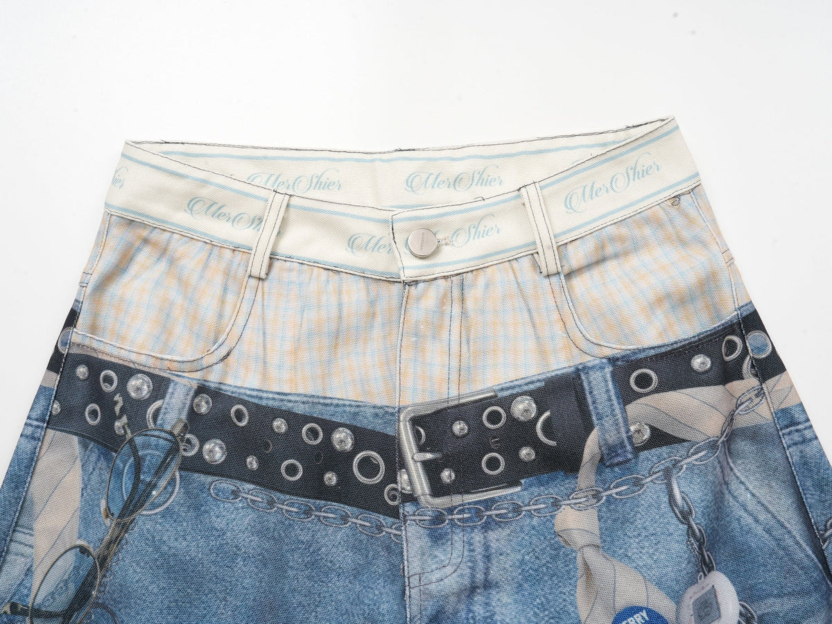 Pantalon en jean trompe-l'œil multicouche Madxmarx