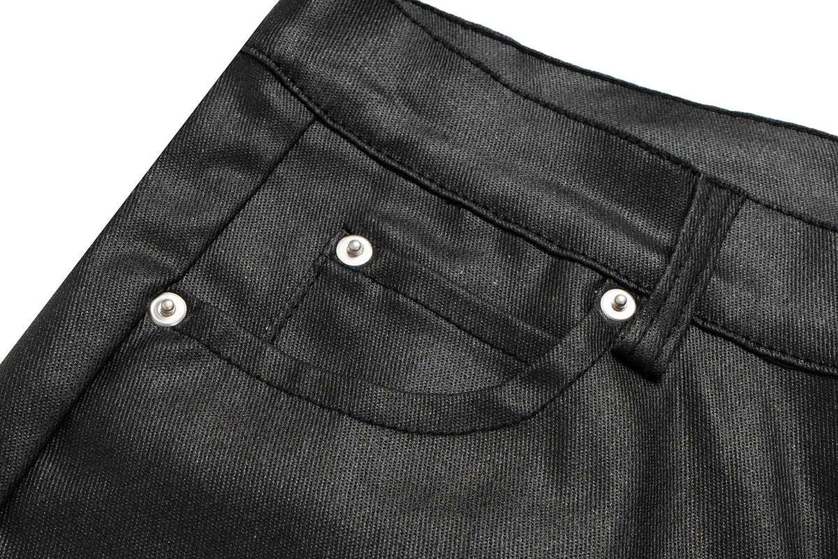 Pantalon en cuir à fermeture éclair et découpes Madxmarx