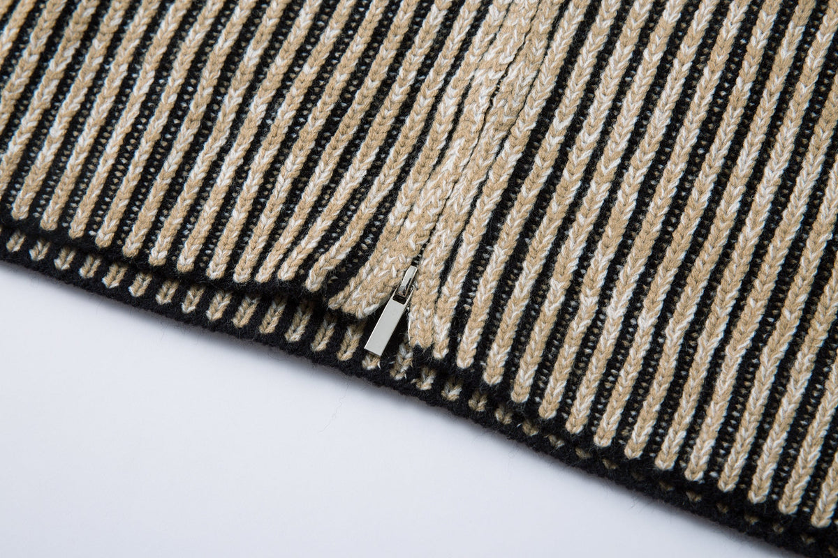 Madxmarx Striped Textured Zip Jacket