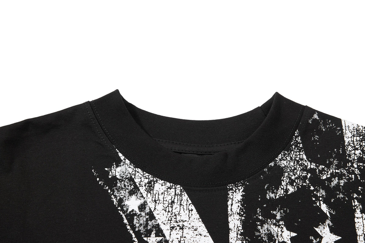 Madxmarx Distressed Union Graphic Long Sleeve Tee