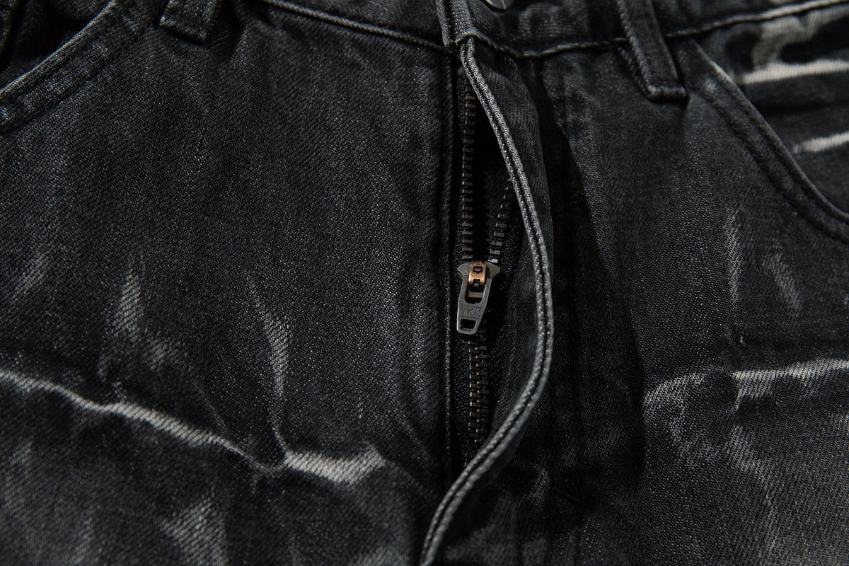 Madxmarx Cracked-Wash Wide-Leg Denim