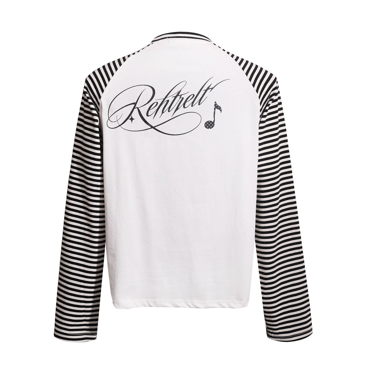 Madxmarx Music Note Striped Raglan Long Sleeve Tee