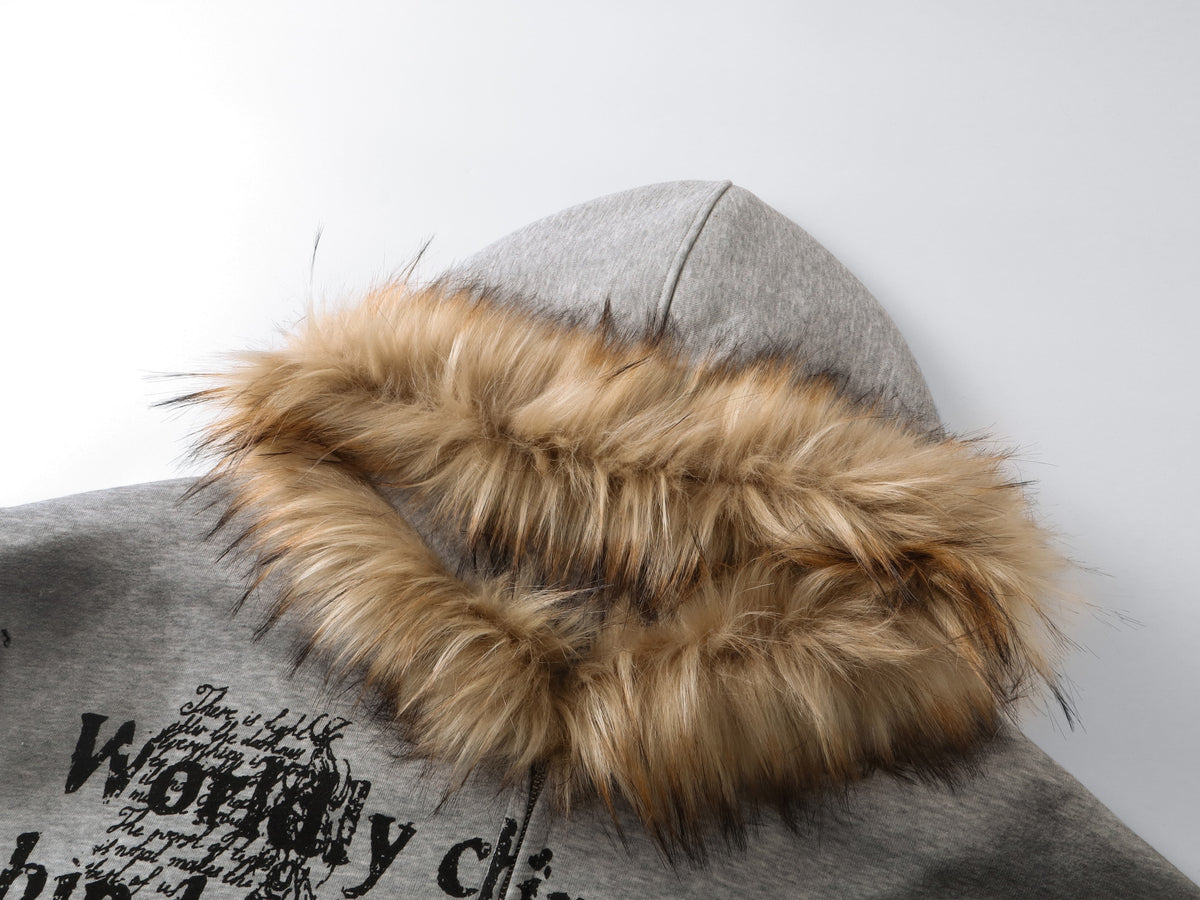 Madxmarx Gothic Fur-Trim Zip-Up Hoodie