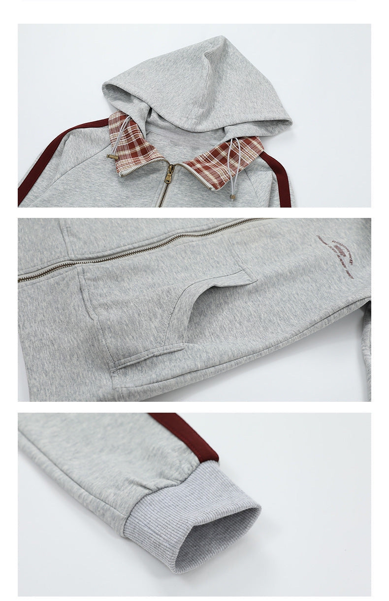 Sweat à capuche à carreaux rétro