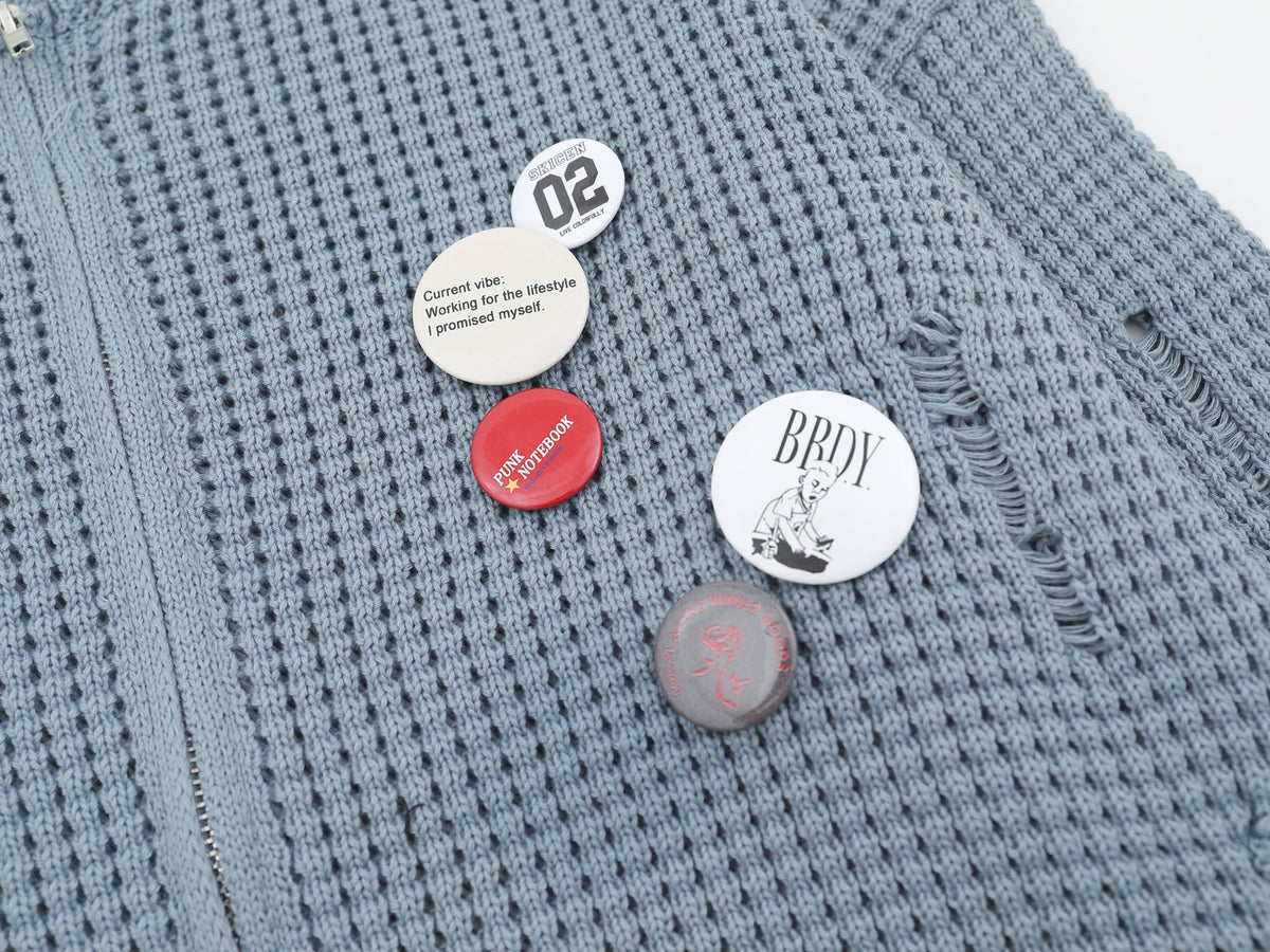 Madxmarx Waffle Texture Badge Zip Jacket