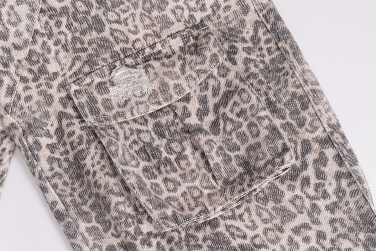 Madxmarx Leopard Cargo Baggy Jeans