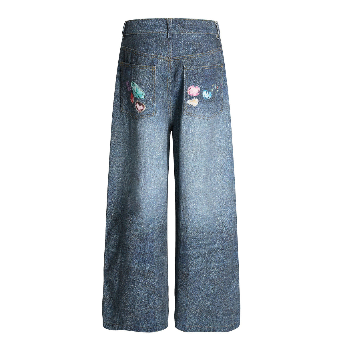 Madxmarx Gemstone Patch Wide-Leg Jeans