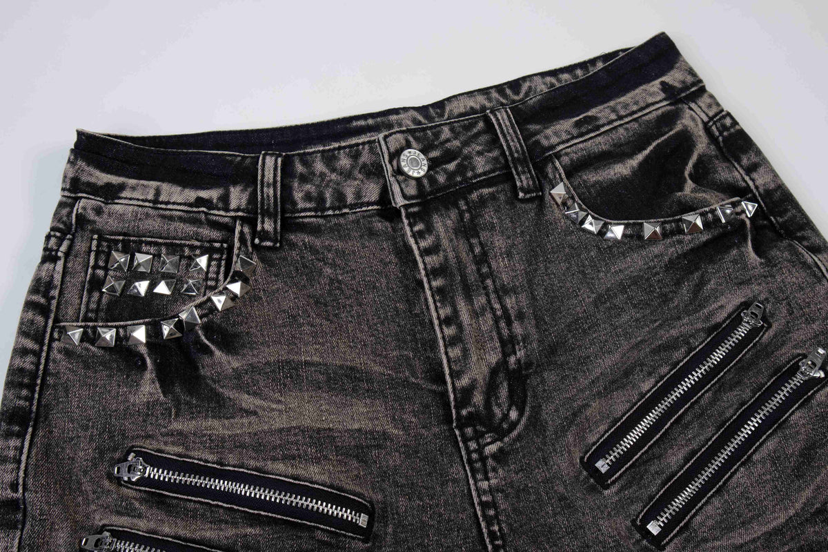 Madxmarx Stacked Moto Zip Jeans