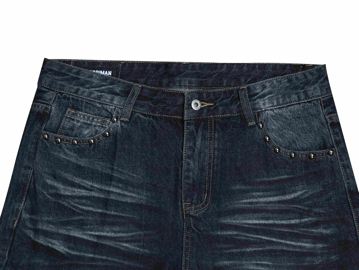 Madxmarx Union Jack Studded Wide-Leg Jeans