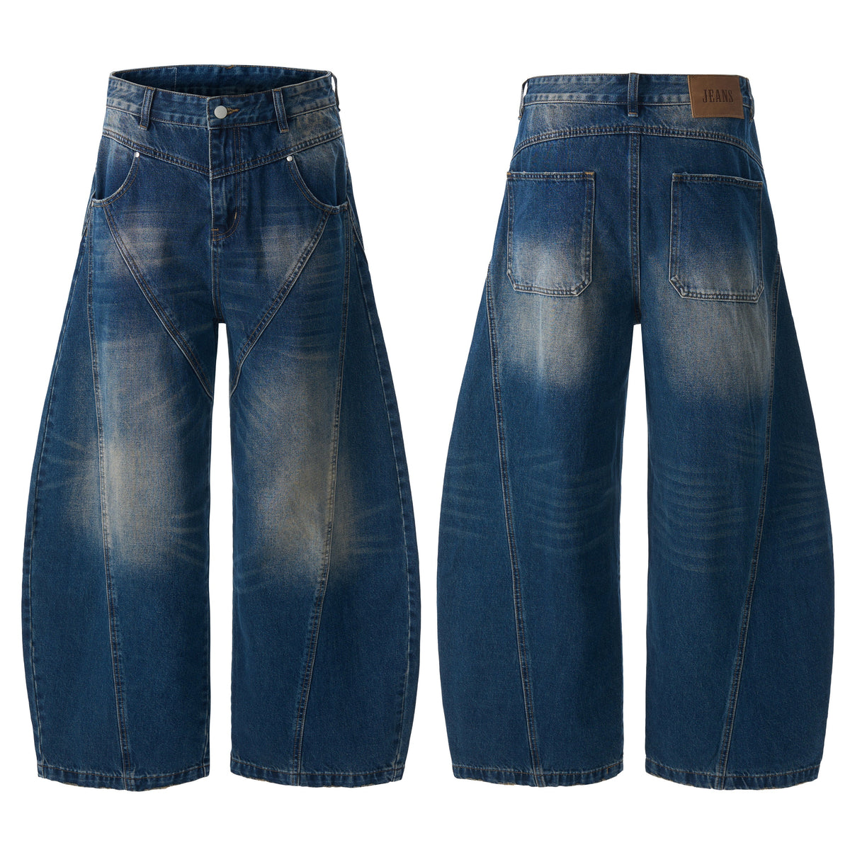 Madxmarx V-Panel Washed Wide-Leg Jeans