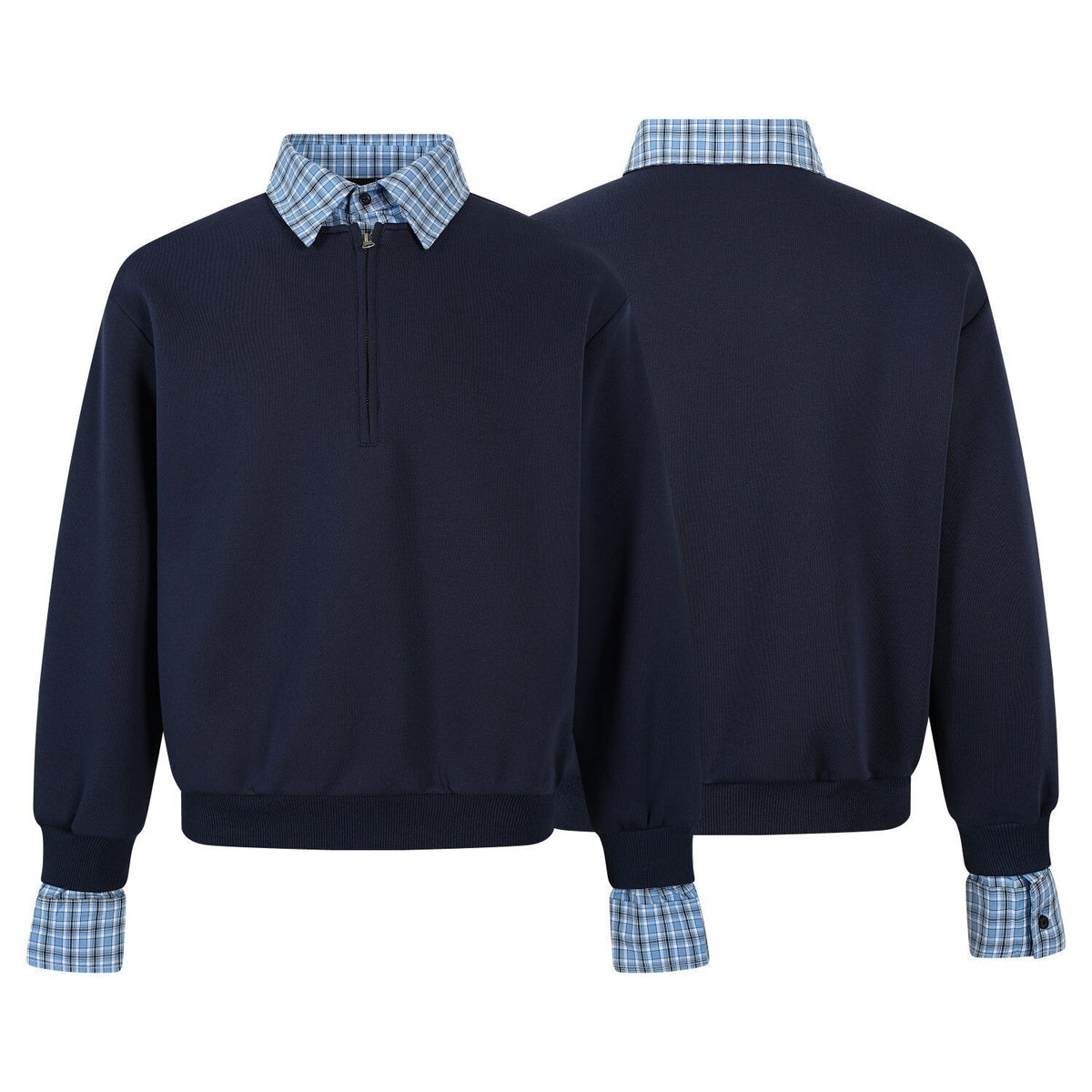 Madxmarx Layered Collar Half-Zip Pullover