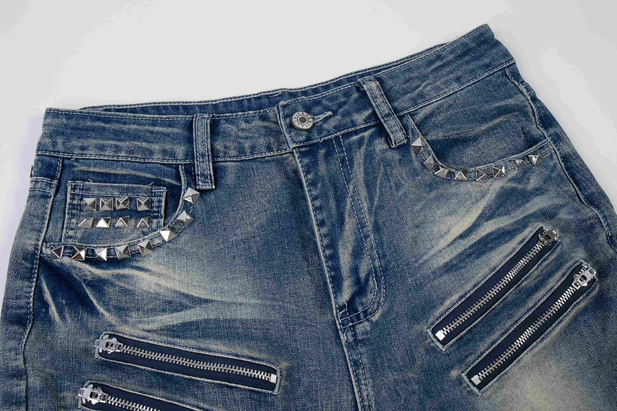 Madxmarx Stacked Moto Zip Jeans