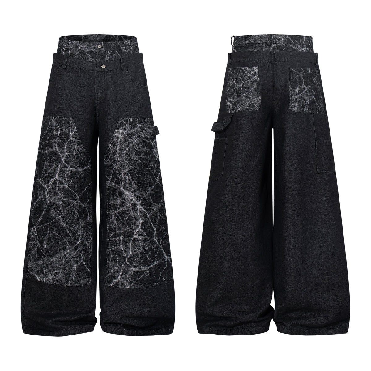Pantalon large à empiècement craquelé Madxmarx
