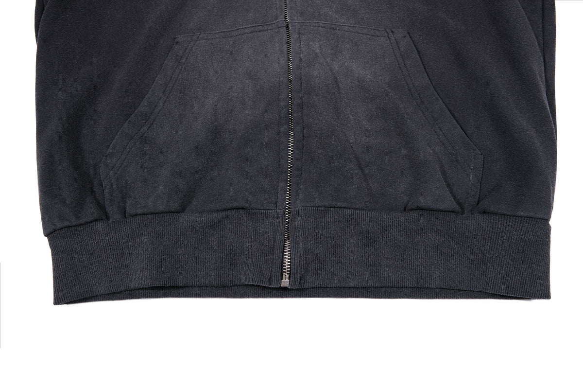 Madxmarx Washed Crest Graphic Zip-Up Hoodie