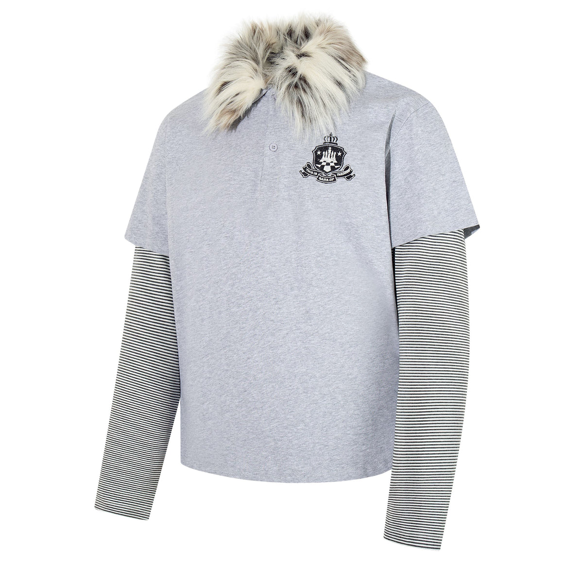 Madxmarx Fur Collar Layered Polo