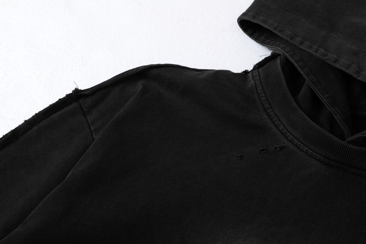 Madxmarx Destroyed Layered Graphic Hoodie Tee