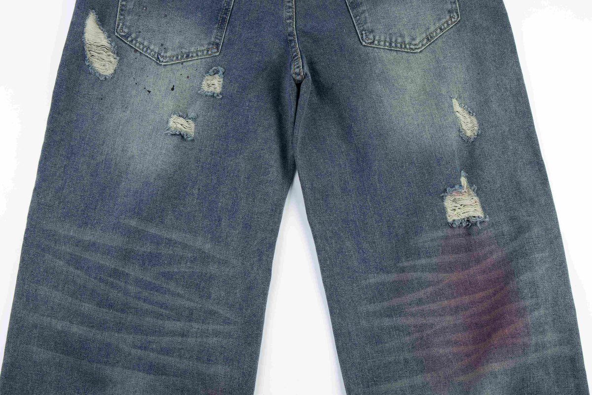 Madxmarx Distressed-Jeans mit weitem Bein in Washed-Optik