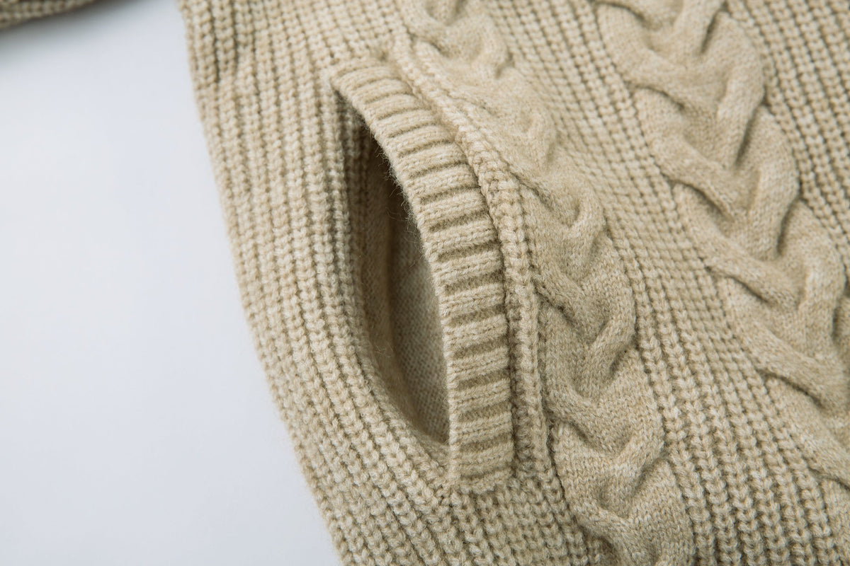Madxmarx Cable Knit Zip-Up Sweater Jacket