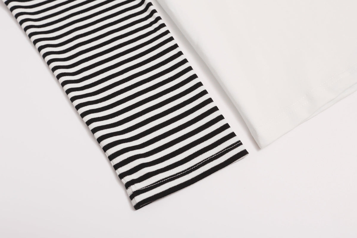Madxmarx Music Note Striped Raglan Long Sleeve Tee