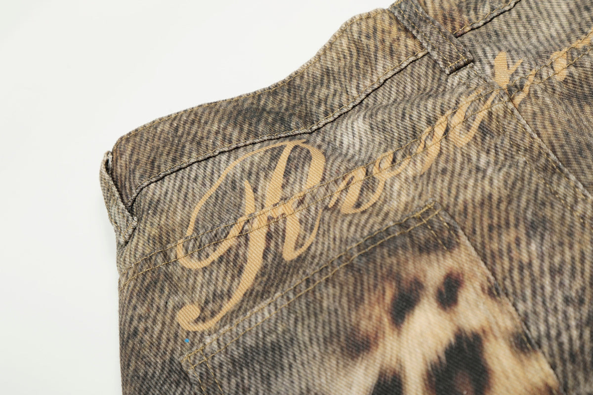 Jeans larges lavés à motif léopard Madxmarx