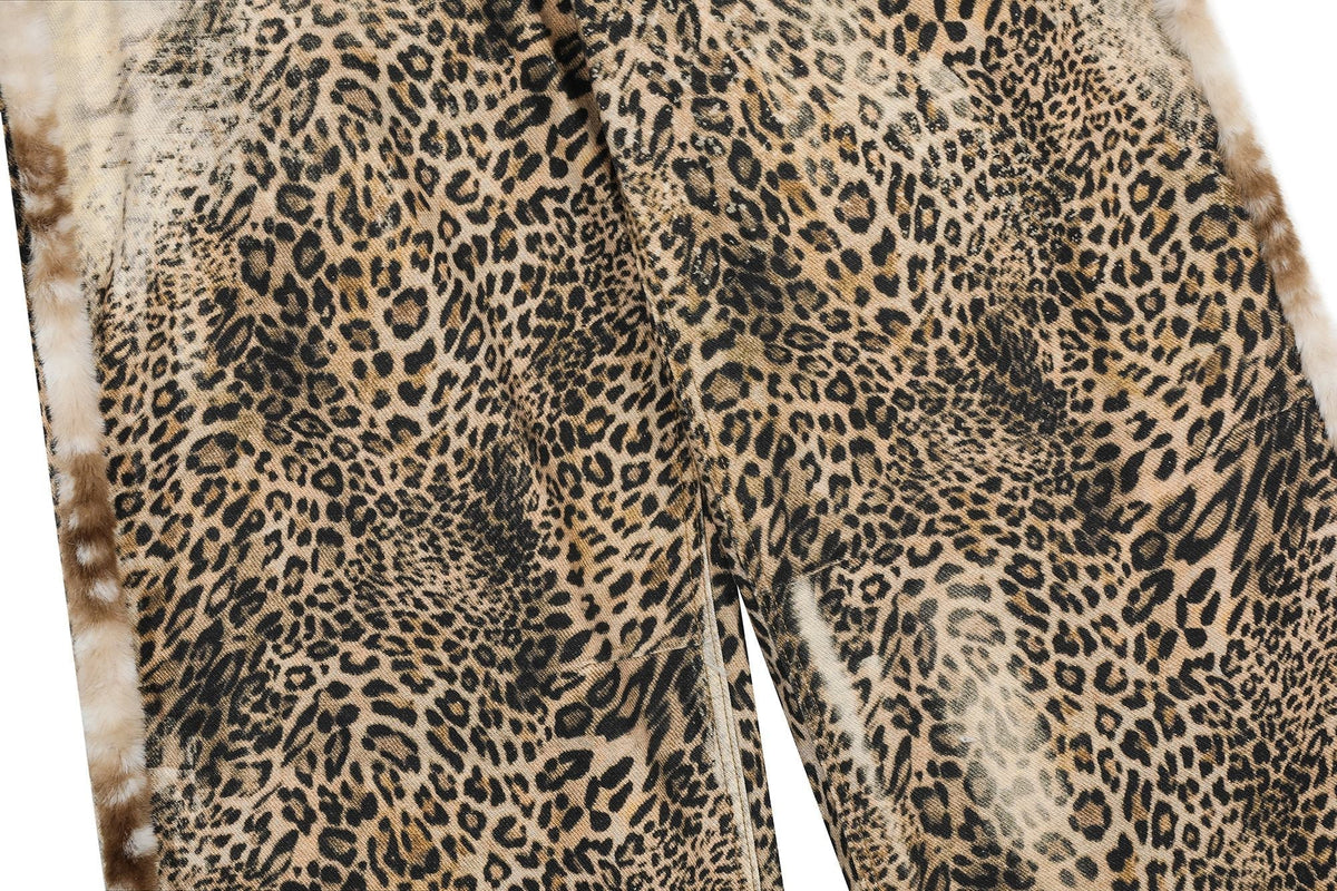 Madxmarx „Weite Jeans mit Leopardenfellbesatz“