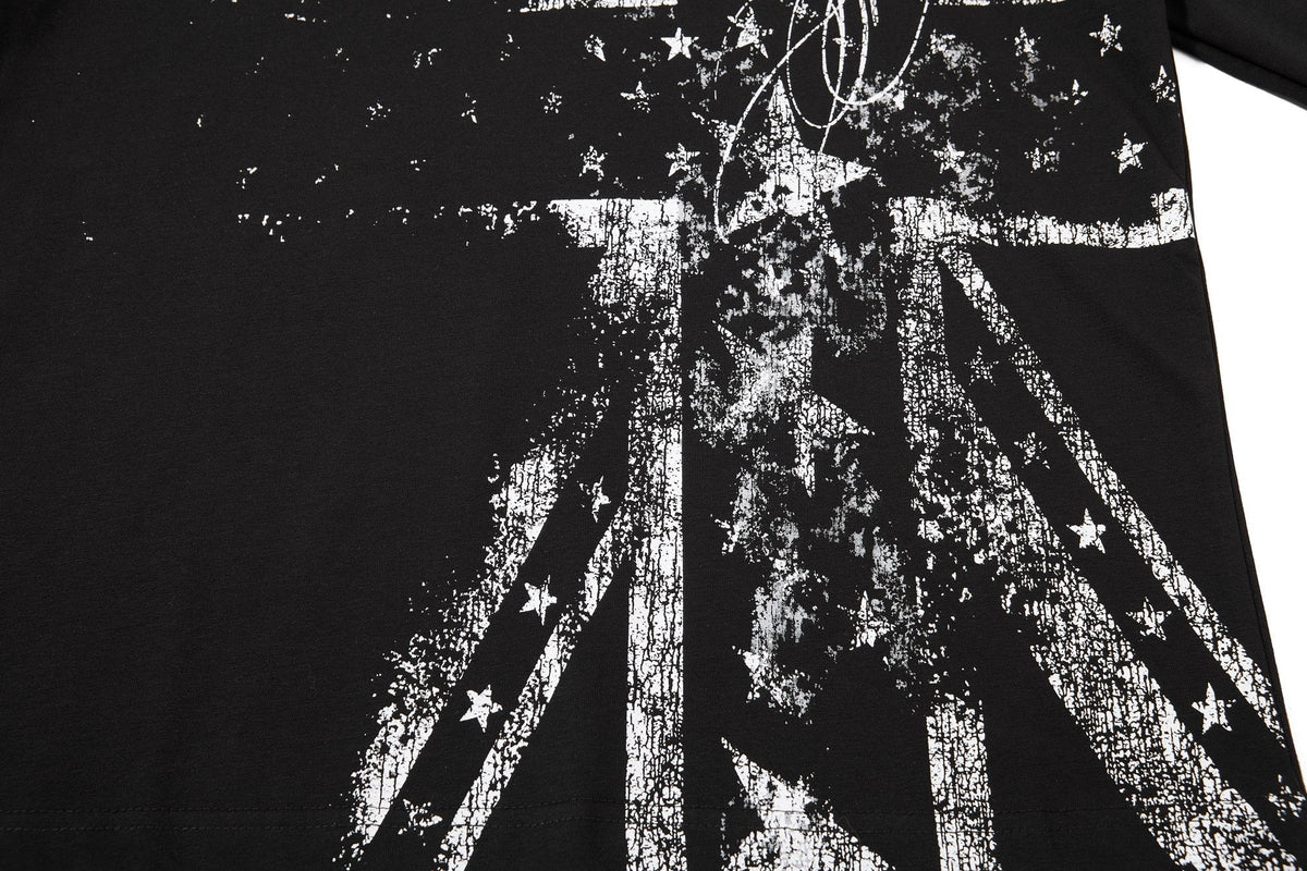 Madxmarx Distressed Union Graphic Long Sleeve Tee