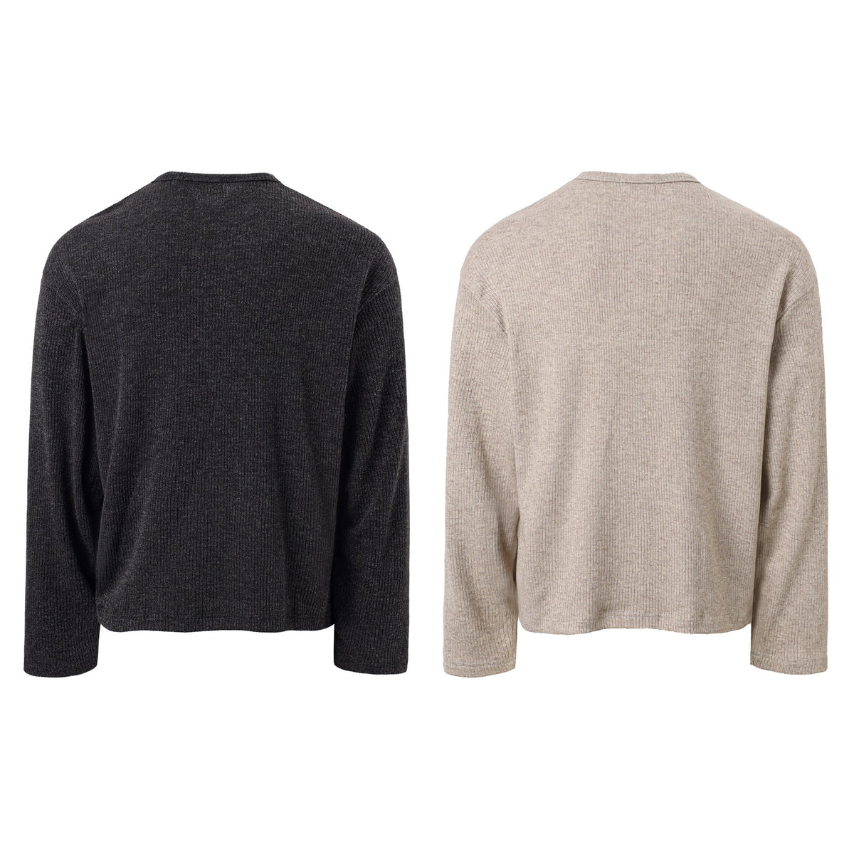 Madxmarx Ribbed Texture Long-Sleeve Tee