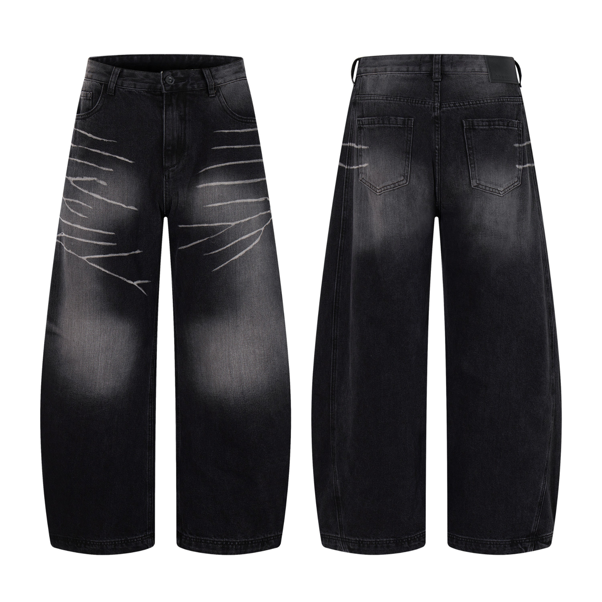 Madxmarx Scratch Fade Wide-Leg Jeans