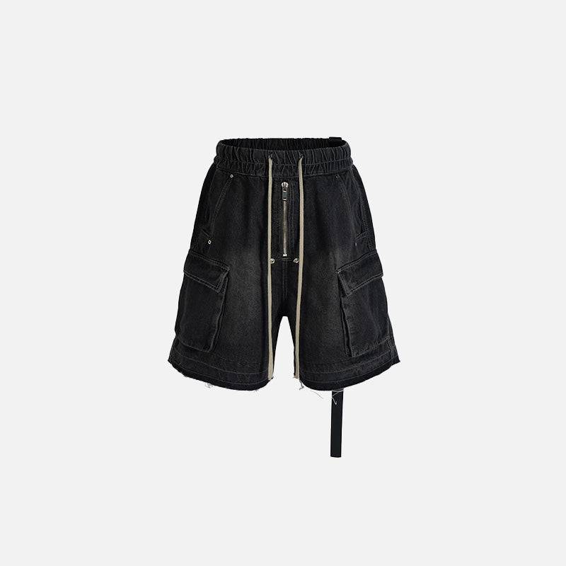 Jorts amples délavés à poches zippées