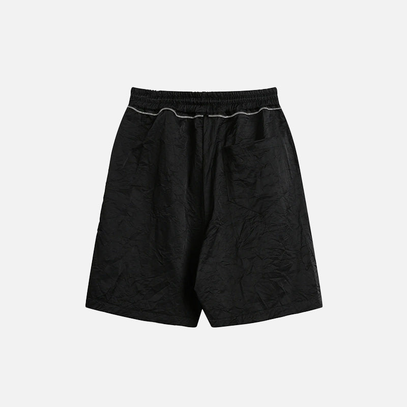 Solid Black Drawstring Shorts