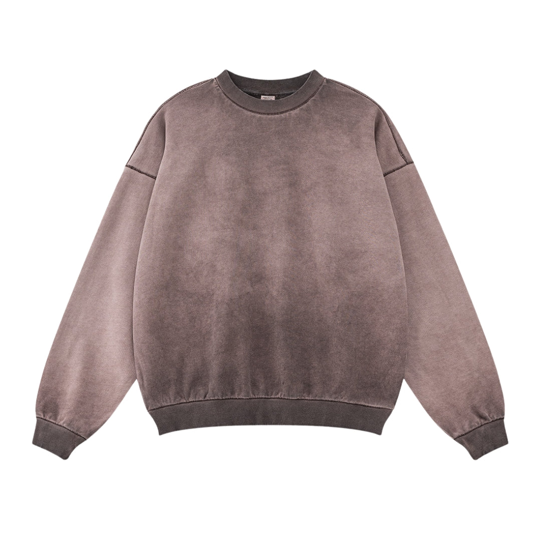 Washed Basic Round Neck Sweatshirt