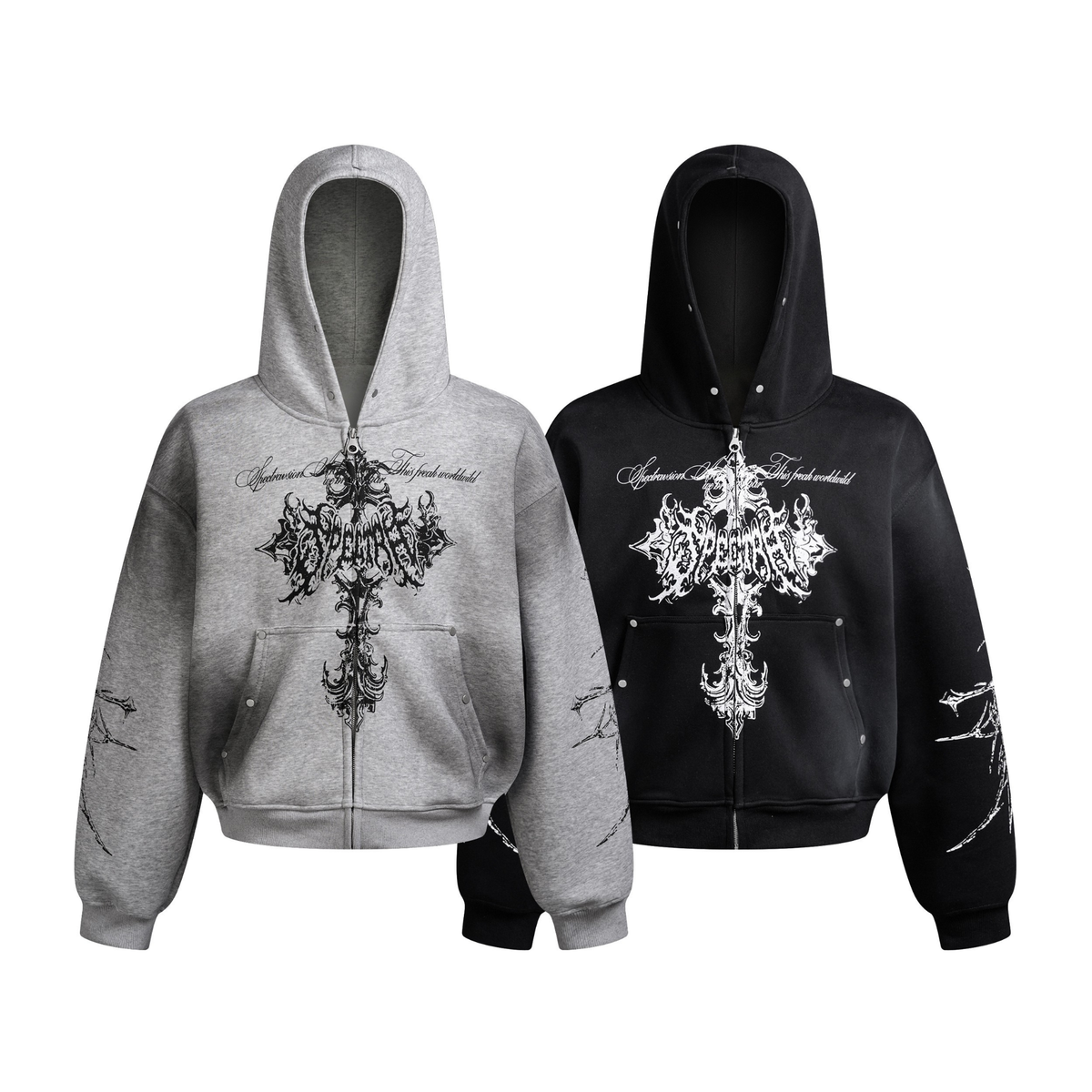 Madxmarx Gothic Cross Zip Hoodie