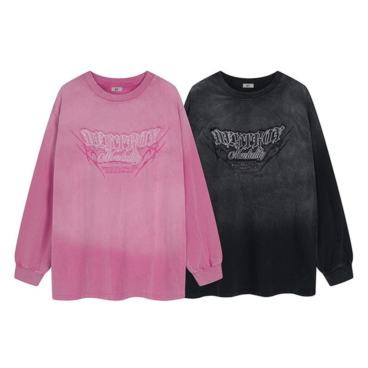 Madxmarx Gradient Washed Graphic Long Sleeve Tee